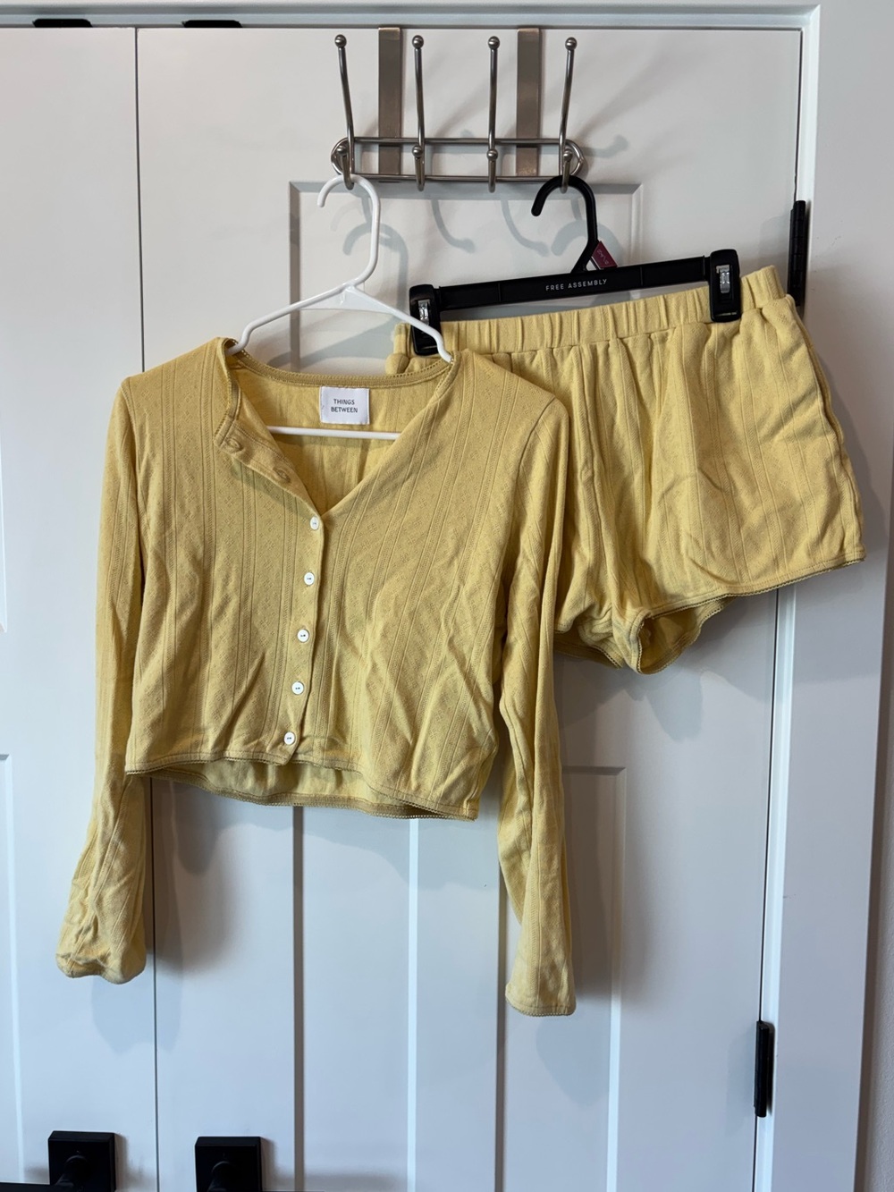 Things Between Yellow Set Long Sleeve Top Shorts Small